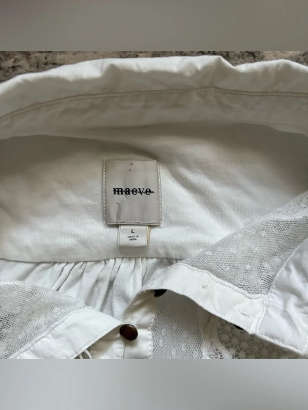 Maeve Anthropologie Balloon-Sleeve Collared Yoke Top white size L